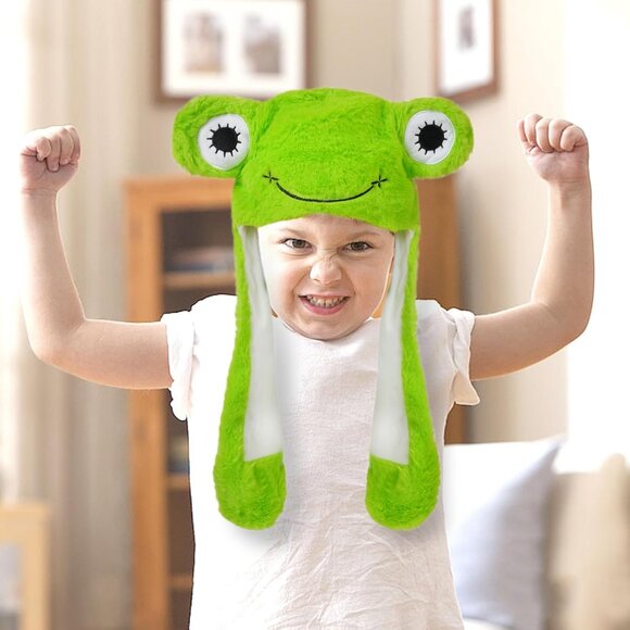 2 Pack Animal Hats Frog & Duck Plush Moving Ears Unisex for Halloween Cosplay - Picture 6 of 7